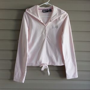 Vintage Y2K Aeropostale L light pastel pink slim fit fleece hoodie pullover